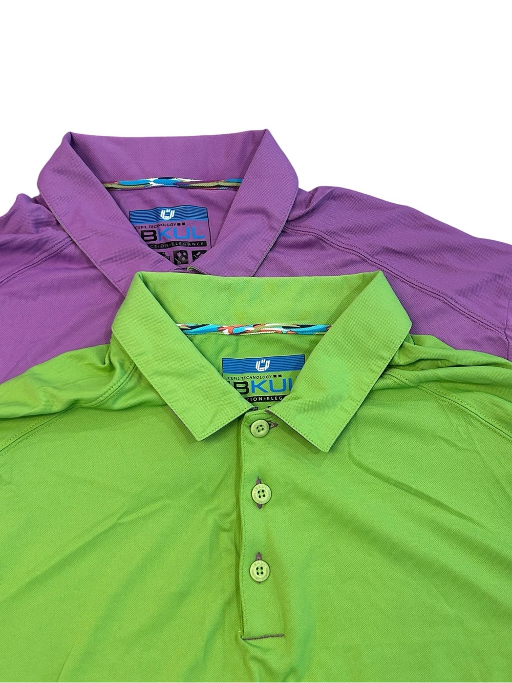 LOT OF 2 IBKUL‎ Icefil Wicking Cooling Performance Long Sleeve Polo Shirts XXL